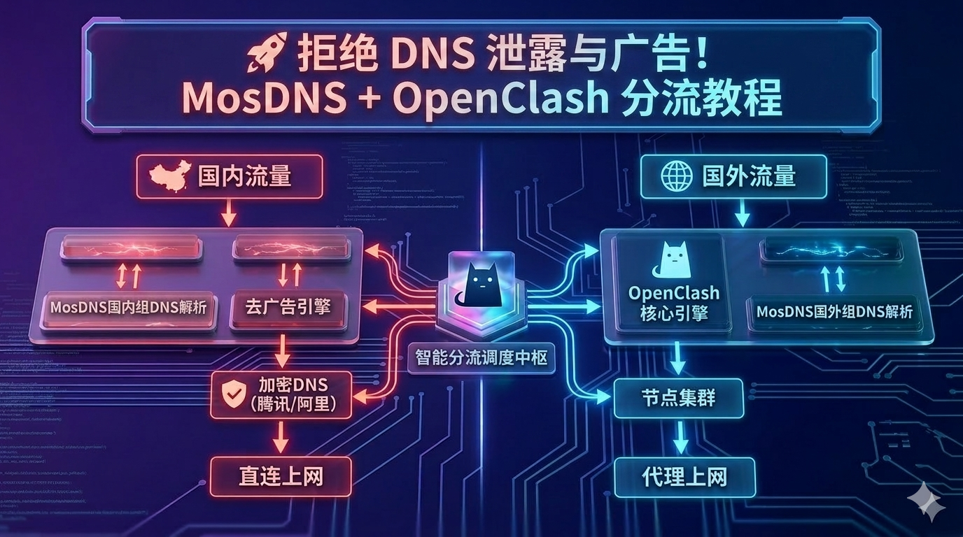 🚀 拒绝DNS泄露与广告！MosDNS + OpenClash 分流教程